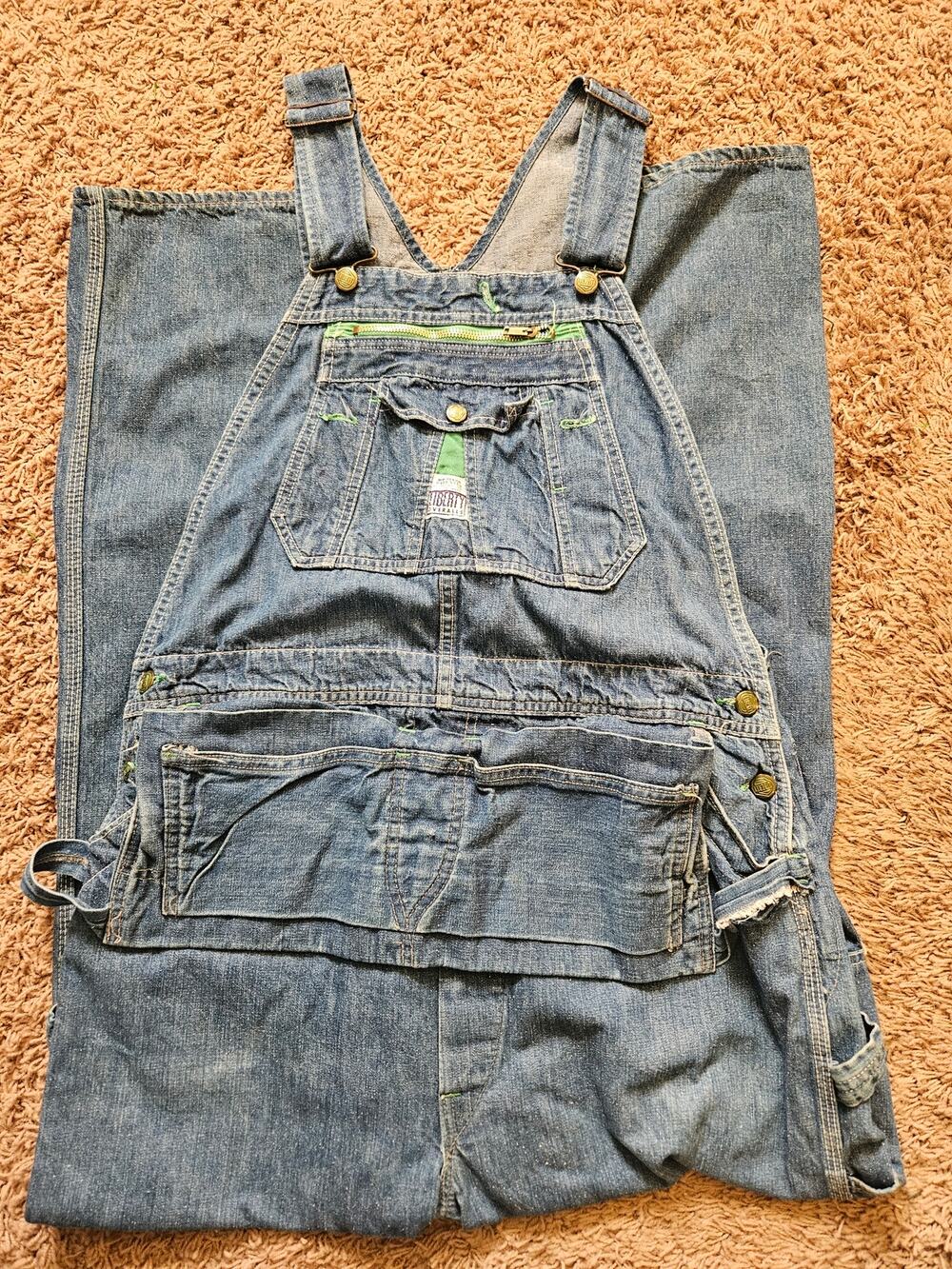Rare Vintage Men's denim liberty bib overalls with apron front READ No tag size